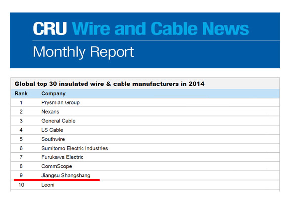 尊龙凯时电缆再次进入全球绝缘线缆制造商前十